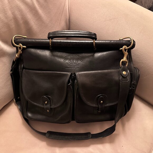 Vintage Ghurka Black Leather Garrison Briefcase No.147 with Brass Hardware - Picture 1 of 8